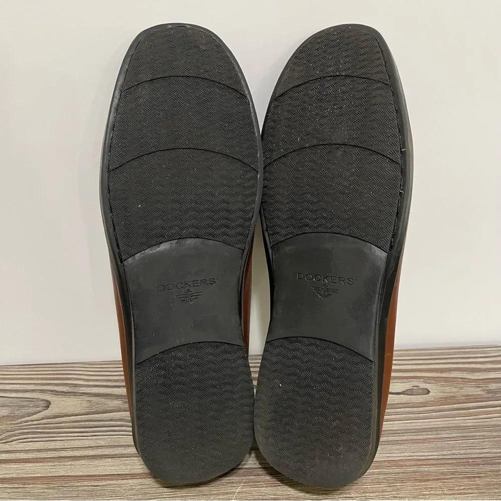 Dockers Memory Foam Brown Leather Loafer Men 10M Comfort Office Business Casual
